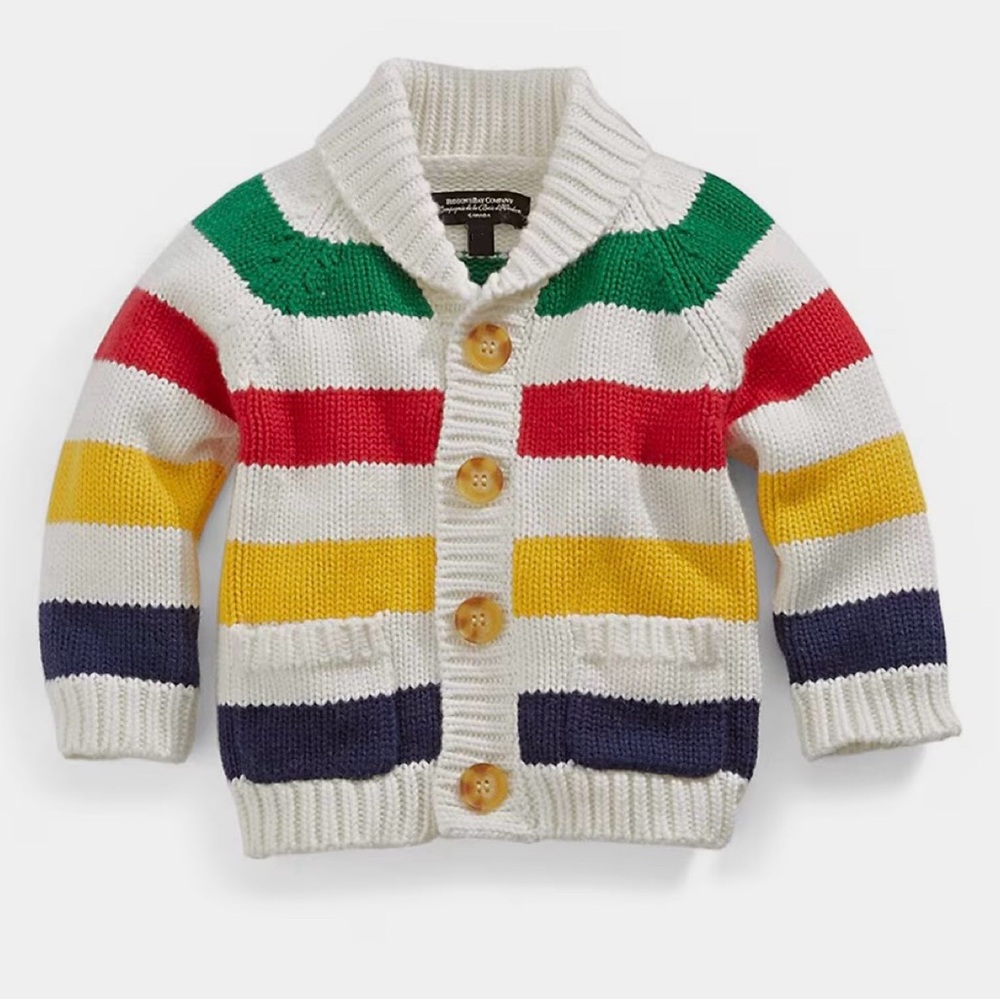 Hudson’s Bay HBC Stripes Infant Baby Striped Knit Cardigan Like New 3-6 months